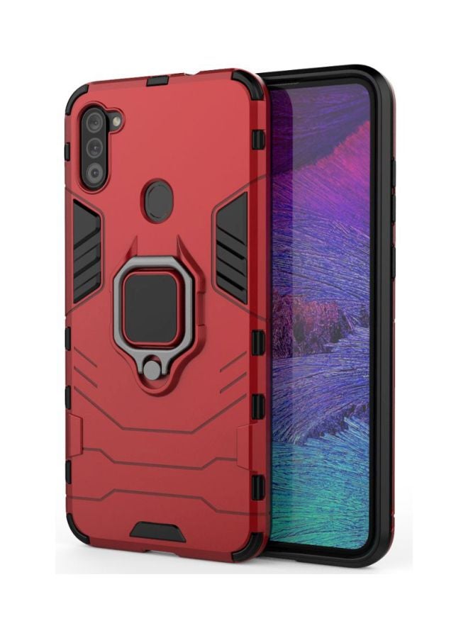 Iron Man Protective Case Cover With Finger Ring Holder For Samsung A11/M11 Red/Black  - Image 2