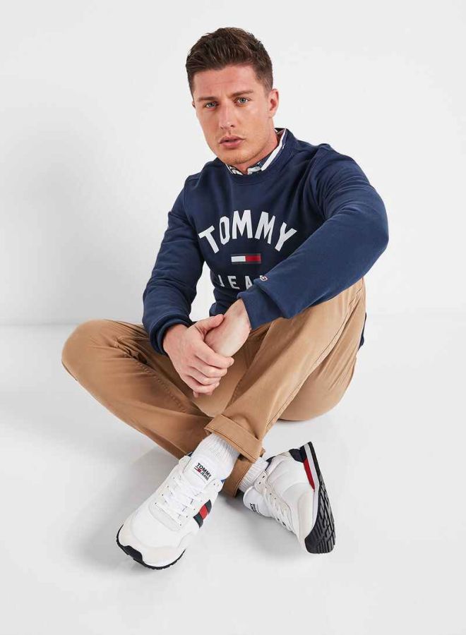 TOMMY JEANS - Printed Cotton Long Sleeves Sweatshirt Blue - Image 1