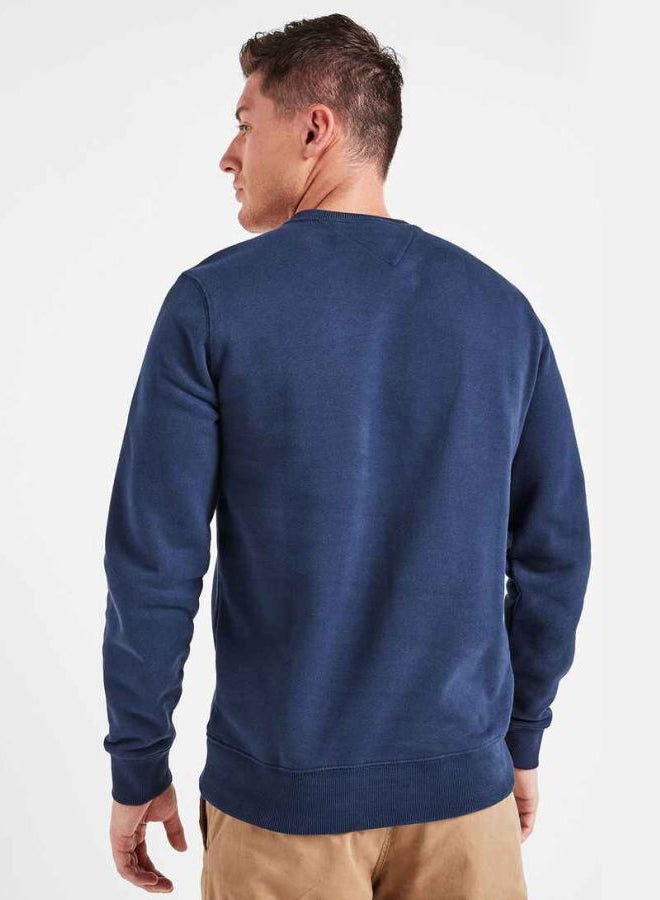 TOMMY JEANS - Printed Cotton Long Sleeves Sweatshirt Blue - Image 1