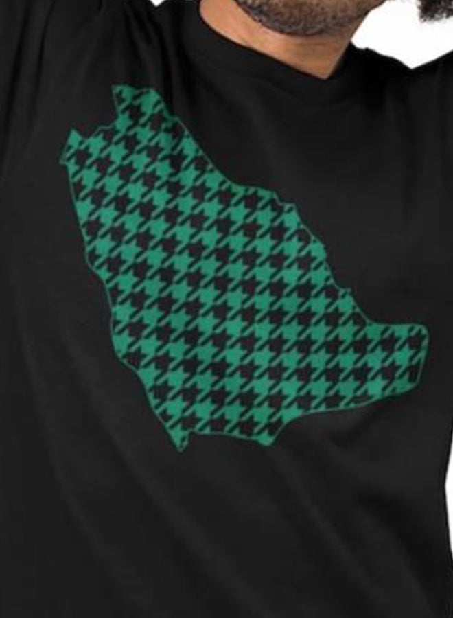 Atiq Contrast Saudi's Map Printed T-Shirt Black - Image 2