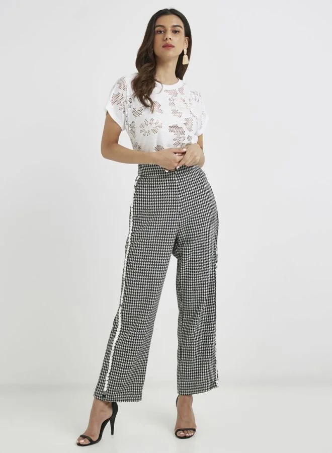 LOST INK Embellished Textured Pants Multicolour
