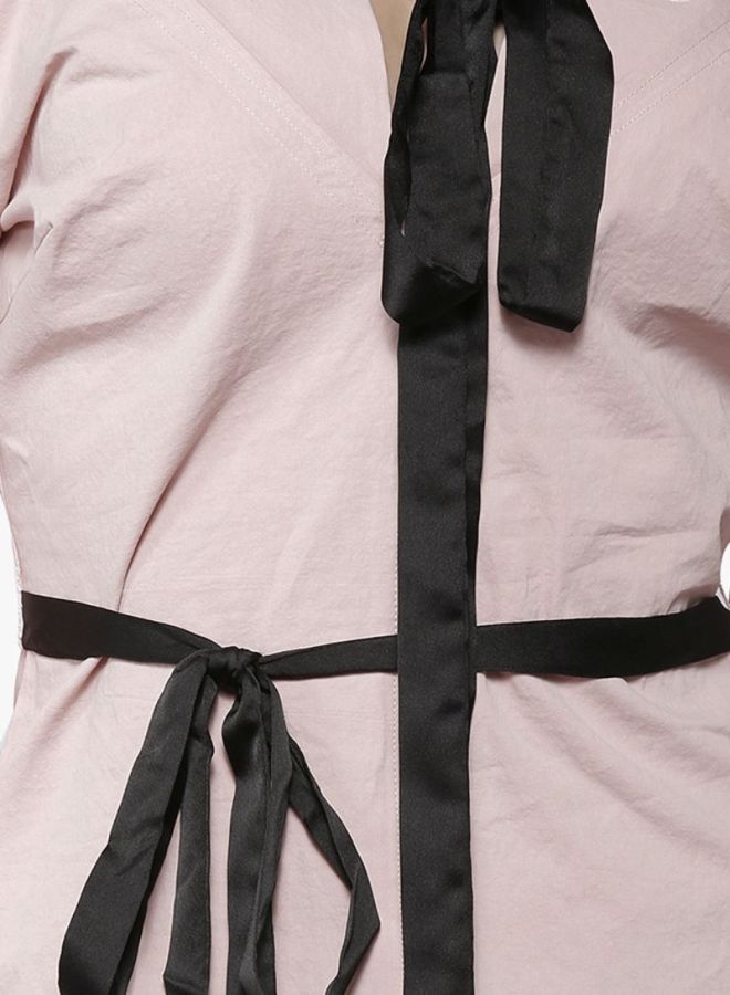 LOST INK Tie Detail Eyelet Top Pink  - Image 4