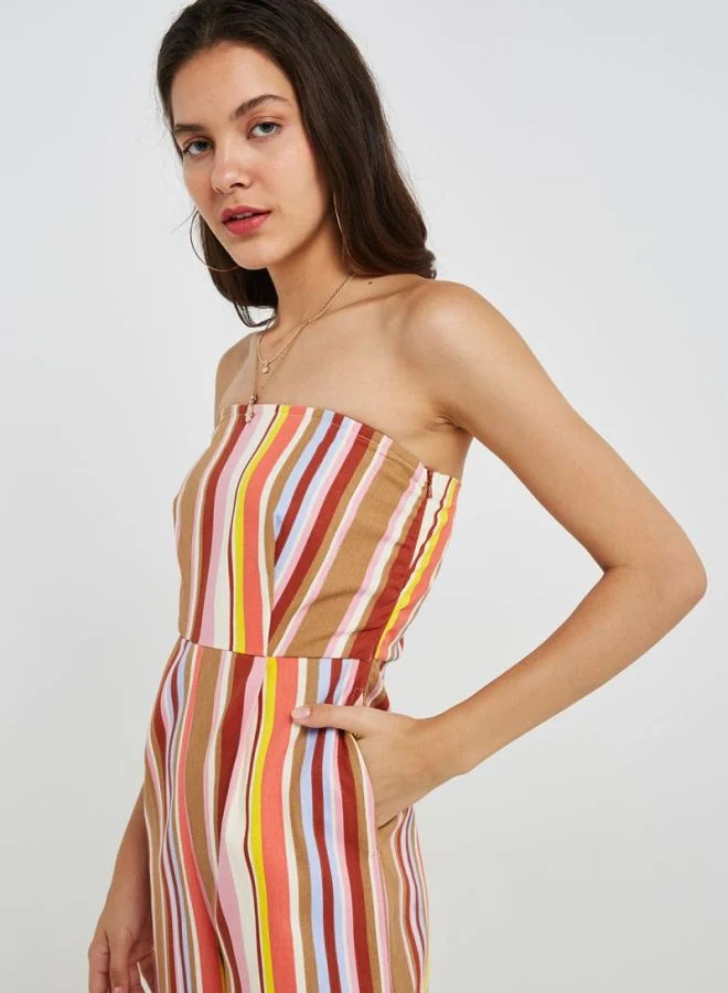 LOST INK Striped Bandeau Jumpsuit Multicolour