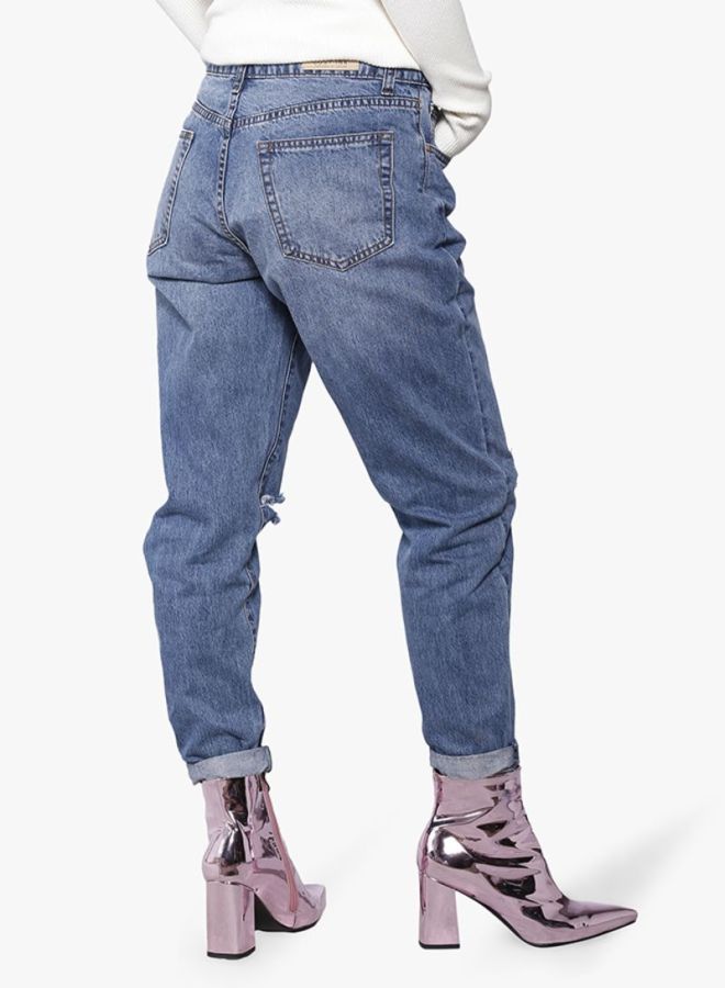 LOST INK Ripped Boyfriend Jeans Blue  - Image 2