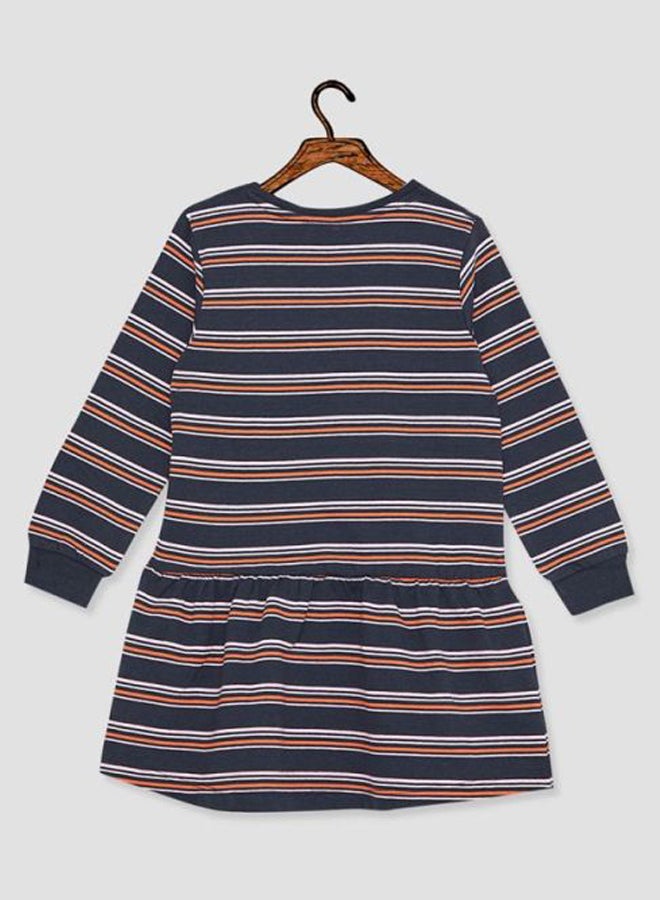 NAME IT - Little Striped Drop Waist Dress Dark Sapphire - Image 1