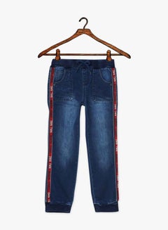 NAME IT Cotton Blend Side Striped Joggers Blue  - Image 1