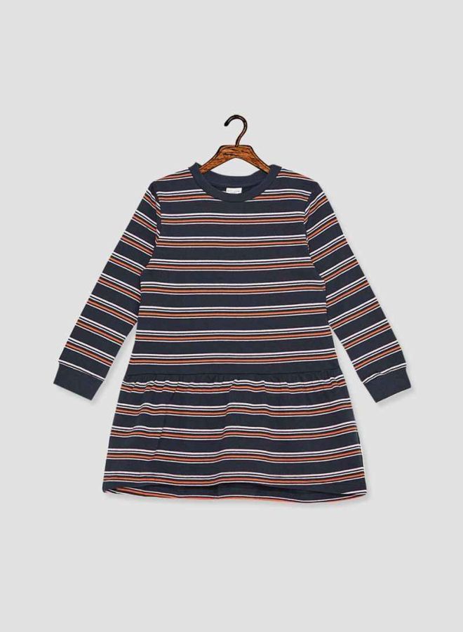 NAME IT - Striped Drop Waist Dress Dark Sapphire - Image 1