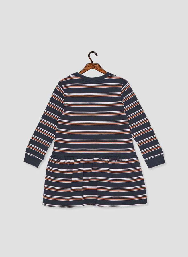 NAME IT - Striped Drop Waist Dress Dark Sapphire - Image 1