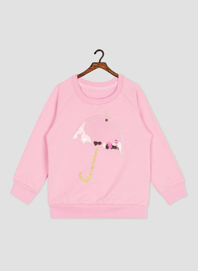NAME IT - Umbrella Detailed Sweatshirt Prism Pink - Image 1