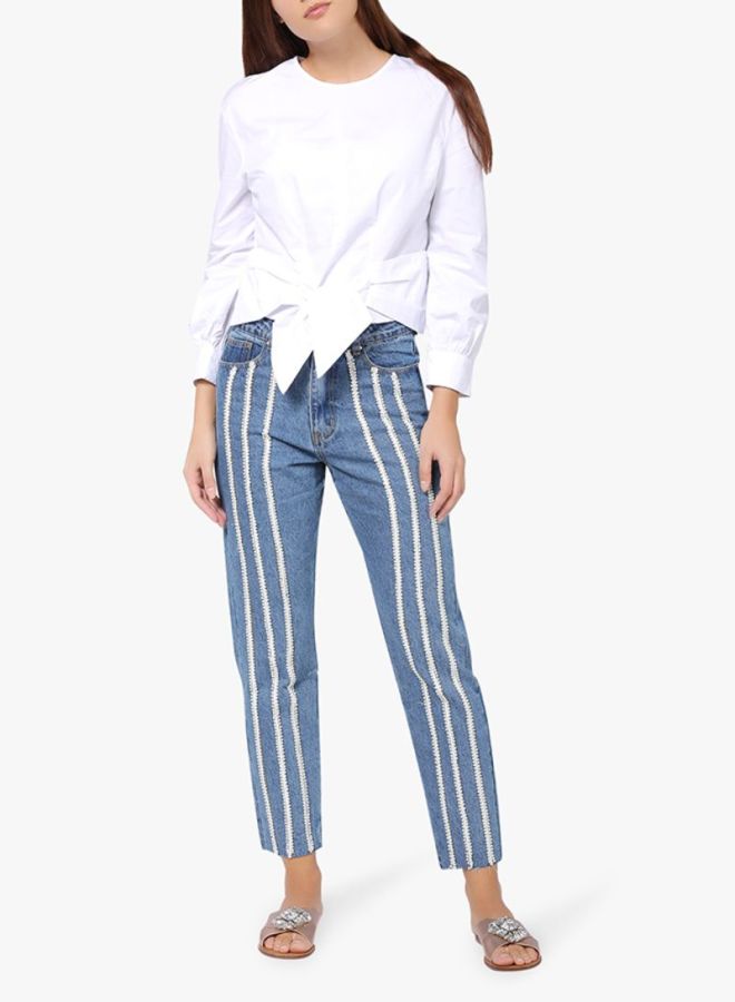LOST INK Slim Ankle Grazer Mid-Rise Mom Jeans Blue  - Image 3