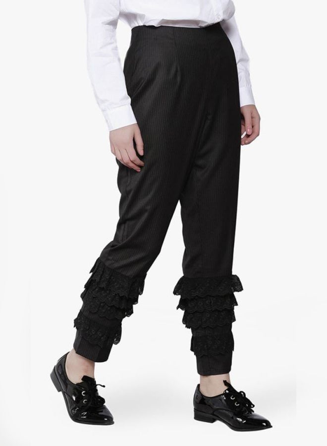 LOST INK Lace Trim Cigarette Trousers Black  - Image 1