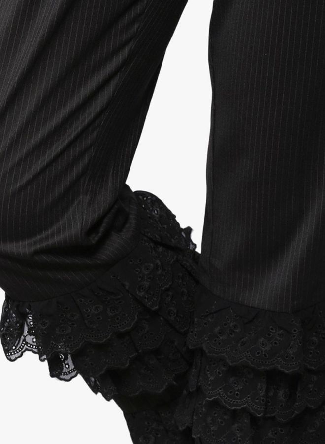 LOST INK Lace Trim Cigarette Trousers Black  - Image 4