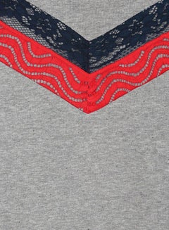NAME IT Lace Detail Round Neck Sweatshirt Grey Melange  - Image 3