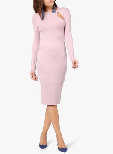 Cut-Out Detail Bodycon Dress Pink