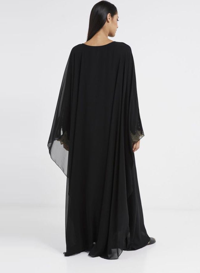 Malikah Collection - Short Cape Style Abaya Black - Image 1