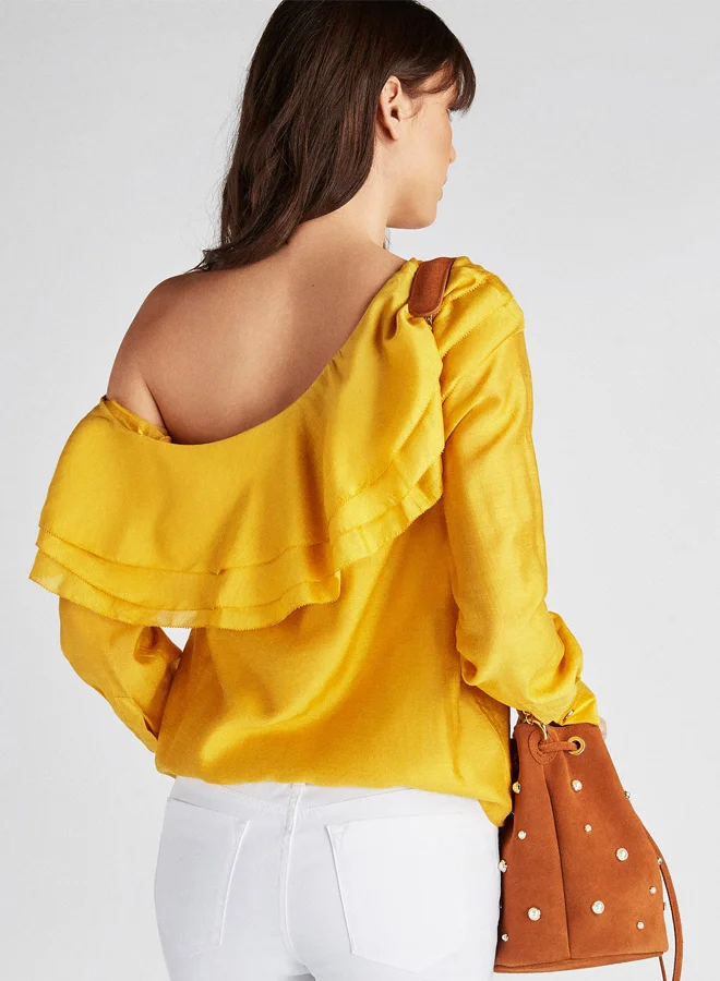 Sacoor Brothers Half Shoulder Blouse Yellow