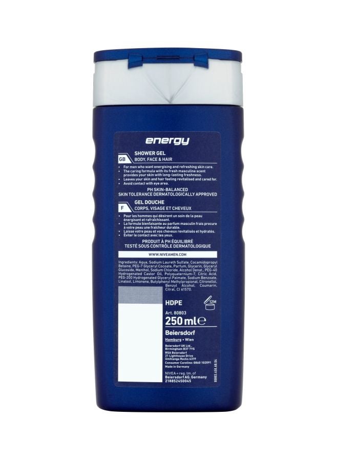 Nivea - Energy Shower Gel For Body Face And Hair 250ml - Image 1