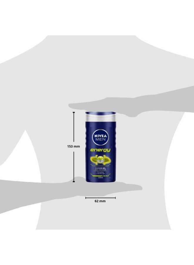 Nivea - Energy Shower Gel For Body Face And Hair 250ml - Image 1