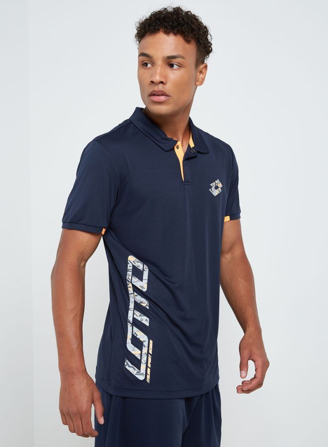 لوتو تيشيرت بولو ديفين أي في كحلي/برتقالي - Image 1