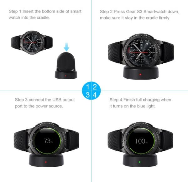 Charging Cradle Dock Watch Charger For Samsung Gear S3 Black  - Image 3