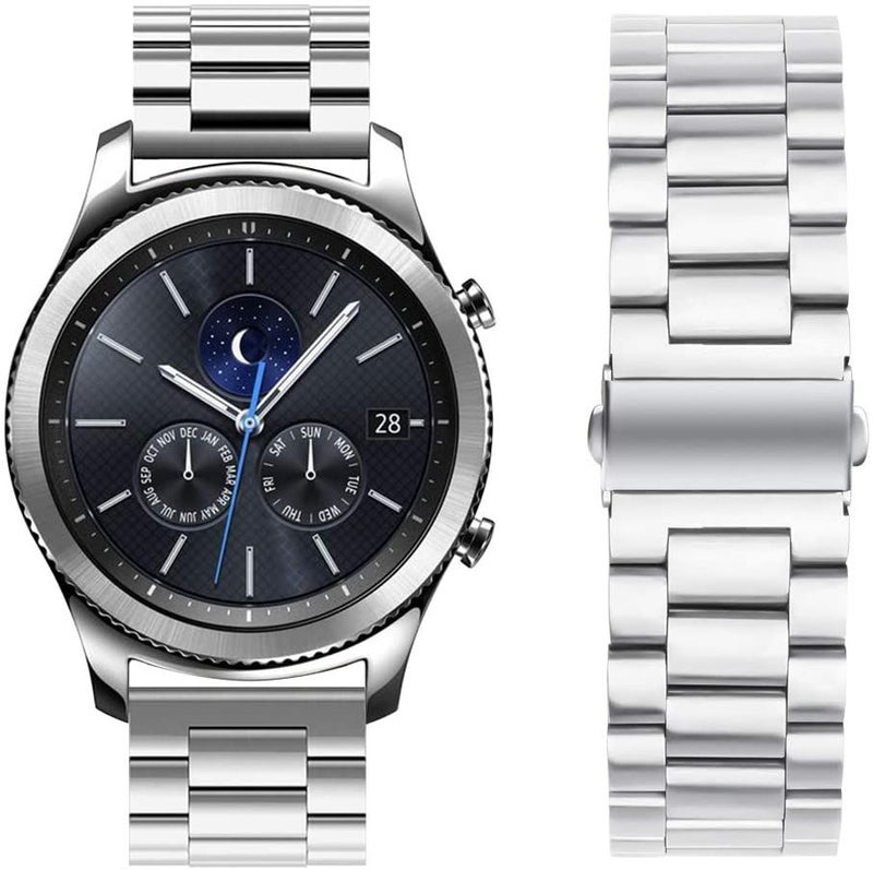 Stainless Steel Strap Band For Samsung Galaxy Watch/Huawei Gt2/Gear S3 Frontier And Classic/Honor Magic 2/Fossil Silver - Image 2