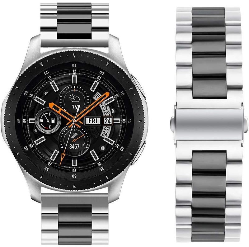 Classic Double Button Belt Band For Samsung Gear S3 Black/Silver - Image 2