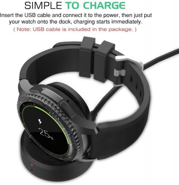 Charging Dock Cradle Watch Charger For Samsung Gear S3 Black  - Image 2