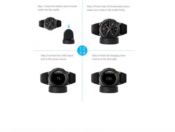 Charging Cradle Dock Watch Charger For Samsung Gear S3 Black  - Image 3