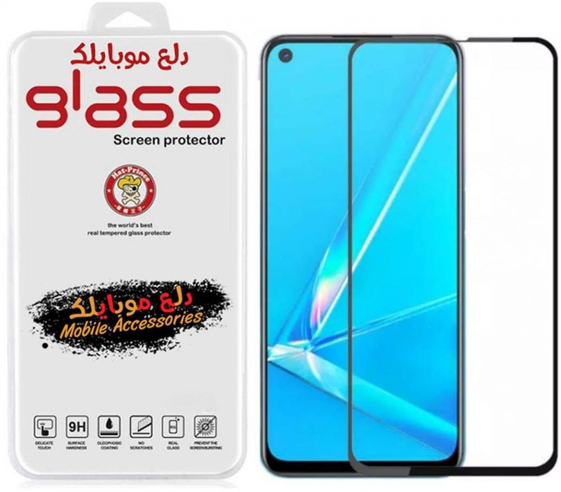 Dl3 موبيلك لاصقة حماية للشاشة 5D من الزجاج بتقطية كاملة لهاتف سامسونج جالاكسي A21S شفاف/ أسود - Image 2