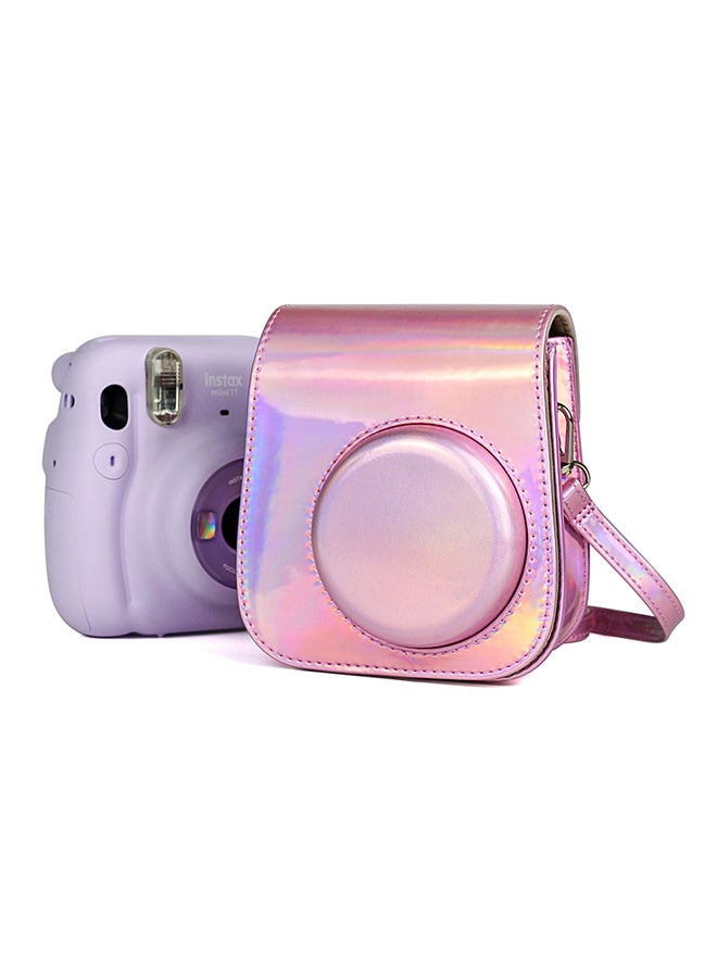 O Ozone - Holographic Instant Camera Case Bag With Strap For Fujifilm Instax Mini 11 Pink - Image 1