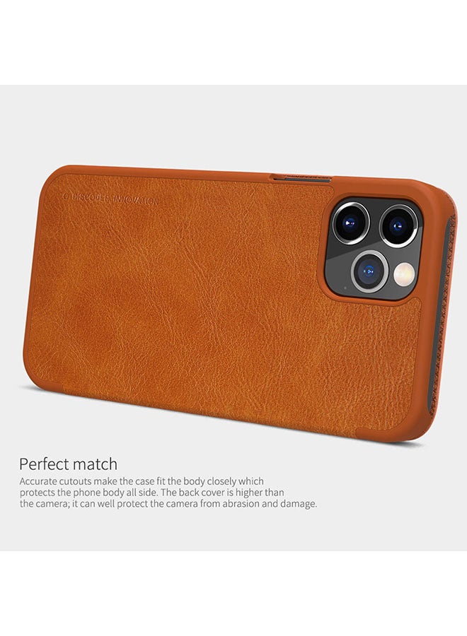 Nillkin Durable Slim Flip Wallet Protective Case Cover For Apple iPhone 12 Pro Brown - Image 5