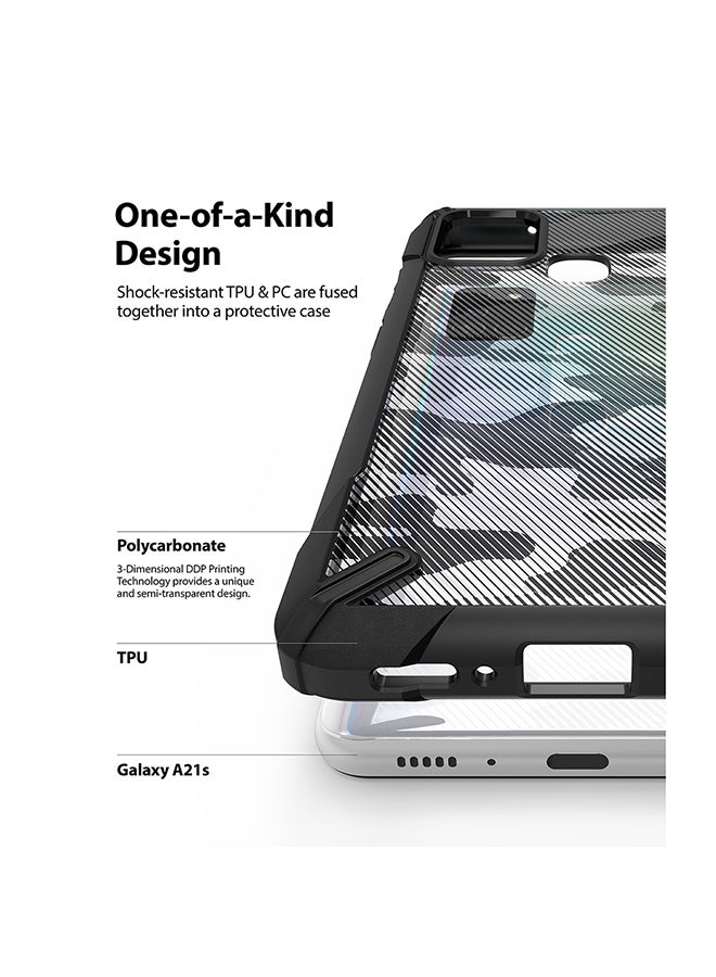 Ringke Hard Fusion-X Ergonomic Shock Absorption Case Cover For Samsung Galaxy A21s Camo Black - Image 4