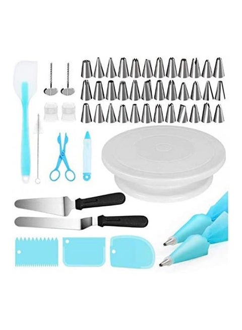 52-Piece Cake Decorating Kit Baking Accessories With Turntable Stands White 27cm