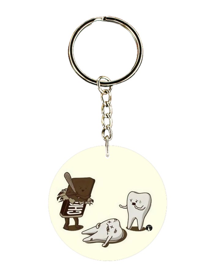 BP Cute Tooth With Chocolate Printed Keychain 