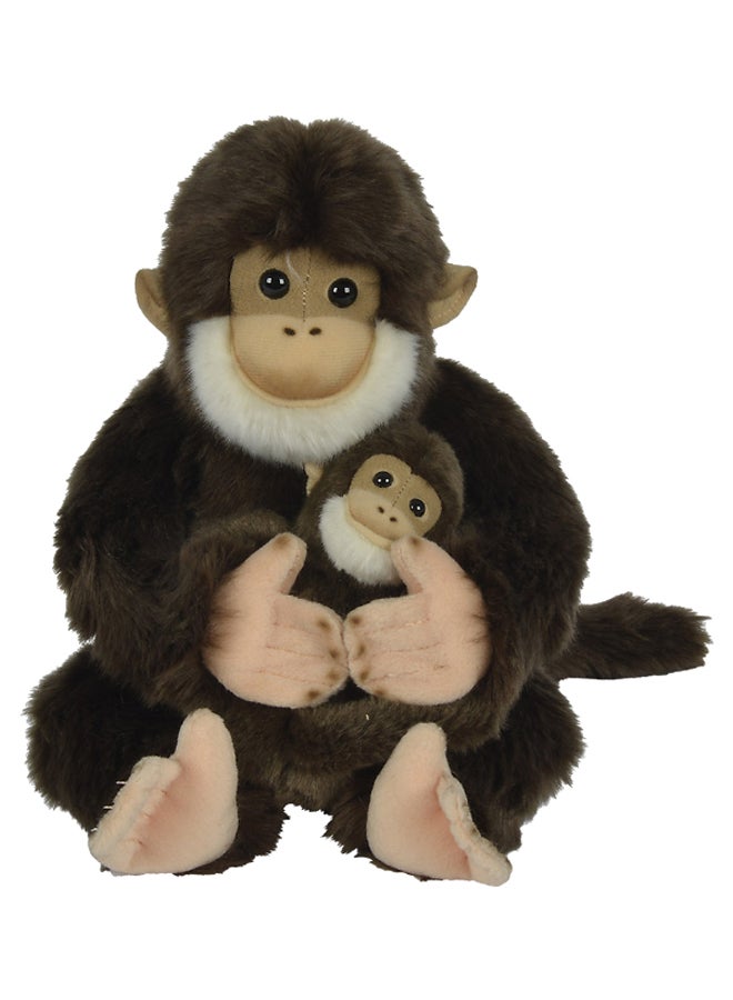 Nicotoy Cute Sitting Monkey With Baby Plush Figure 25 x 13cm  - Image 1