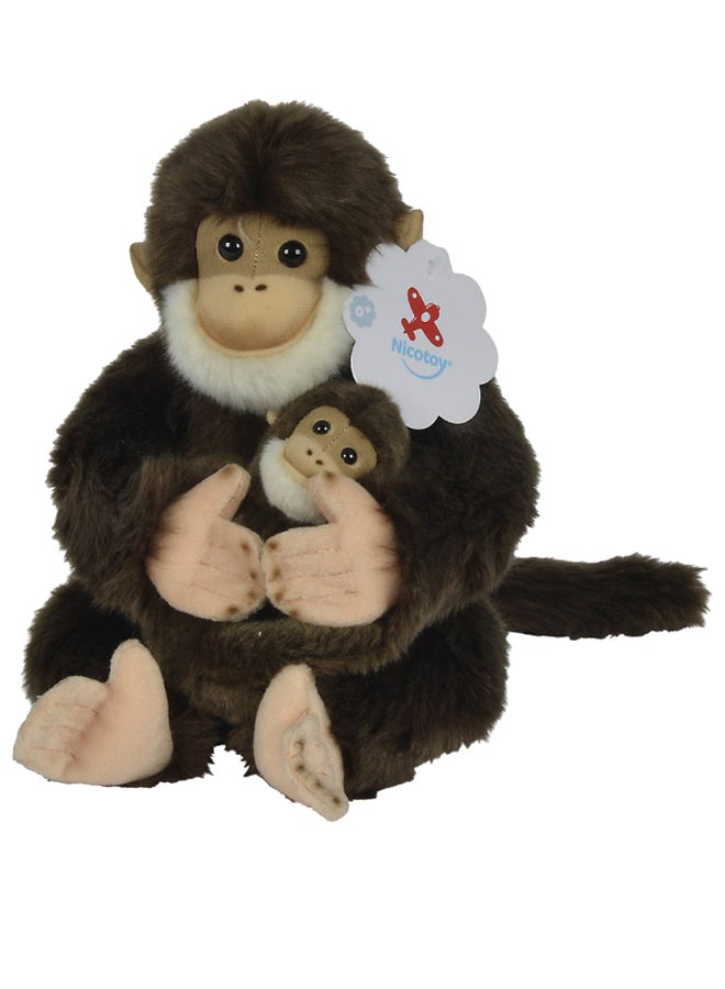 Nicotoy Cute Sitting Monkey With Baby Plush Figure 25 x 13cm  - Image 2