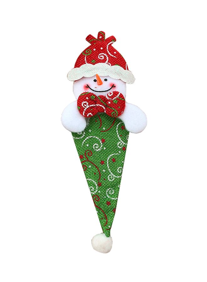 Beauenty Decorative Snowman Cloth For Knife And Fork Set Green/White/Red 24x7cm 