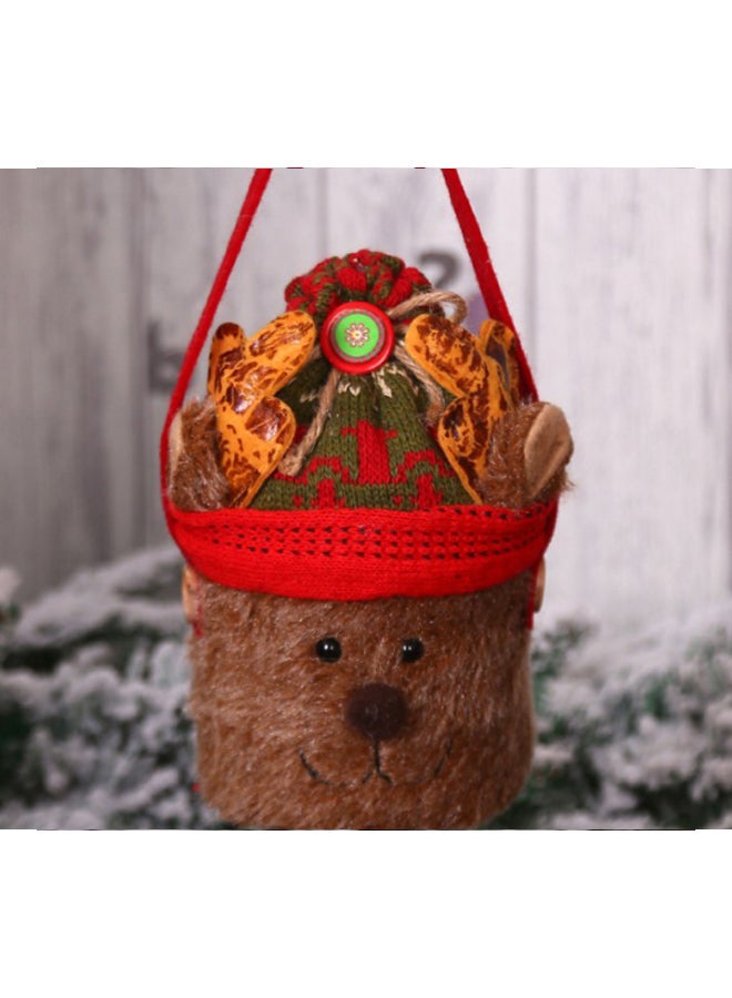 بيوينتي حقيبة عيد الميلاد المحمولة على شكل الإلكة بوشاح بني/أحمر/أخضر - Image 2