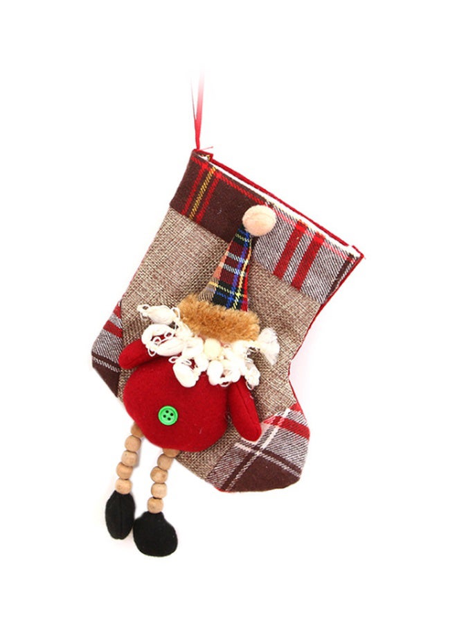 Beauenty Decorative Old Person Plaid Sock Ornament Red/Black/Brown 11x23cm - Image 1