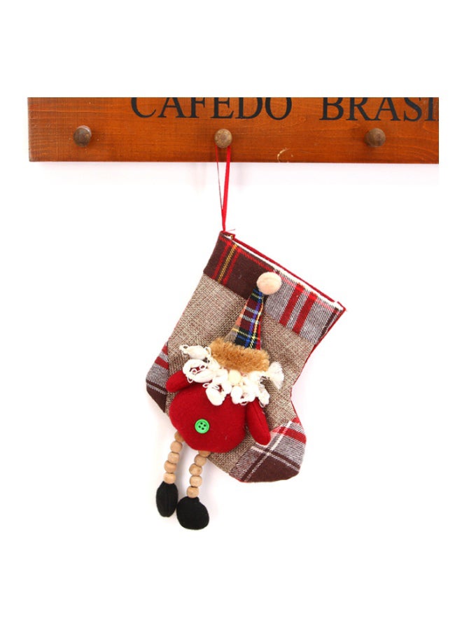 Beauenty Decorative Old Person Plaid Sock Ornament Red/Black/Brown 11x23cm - Image 2