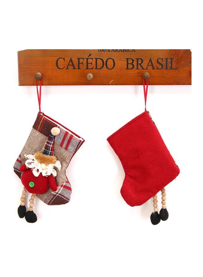 Beauenty Decorative Old Person Plaid Sock Ornament Red/Black/Brown 11x23cm - Image 4