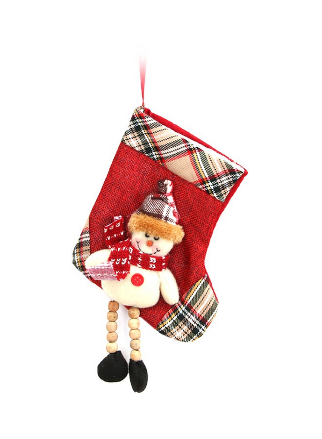 Beauenty Decorative Snowman Plaid Sock Ornament Red/Black/Brown 11x23cm - Image 1