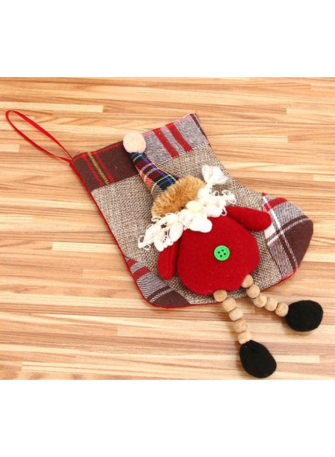 Beauenty Decorative Old Person Plaid Sock Ornament Red/Black/Brown 11x23cm - Image 3
