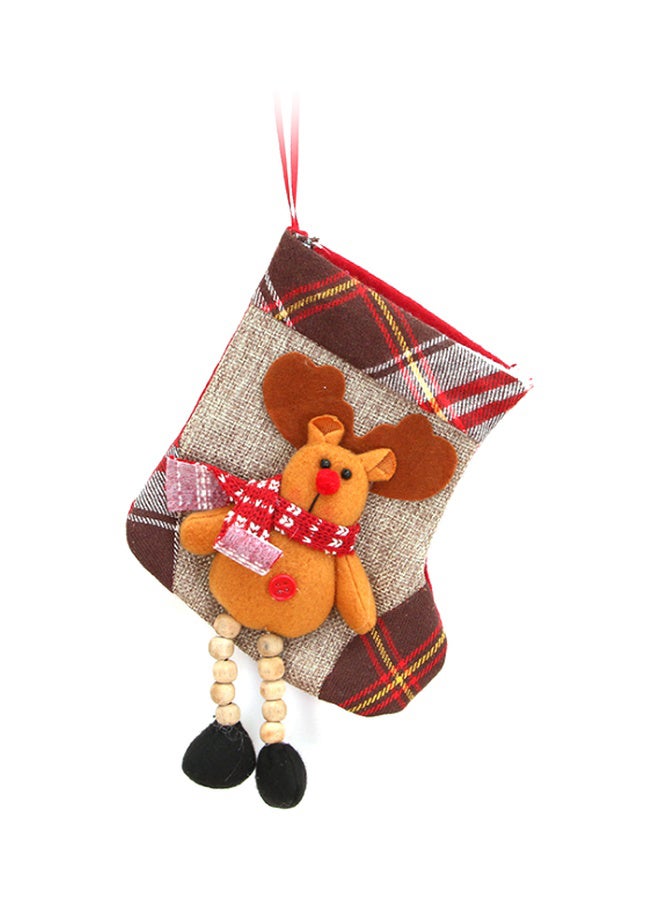 Beauenty Decorative Elk Plaid Sock Ornament Red/Black/Brown 11x23cm - Image 1
