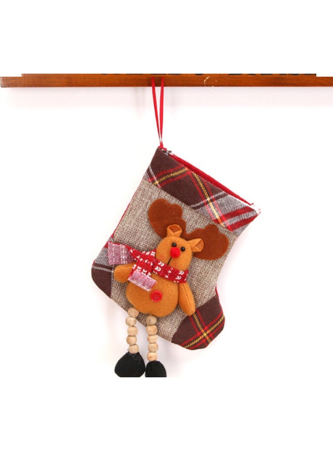 Beauenty Decorative Elk Plaid Sock Ornament Red/Black/Brown 11x23cm - Image 2