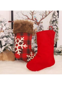 Beauenty Snowflake Christmas Stockings Red/Brown/White 48x27cm  - Image 3