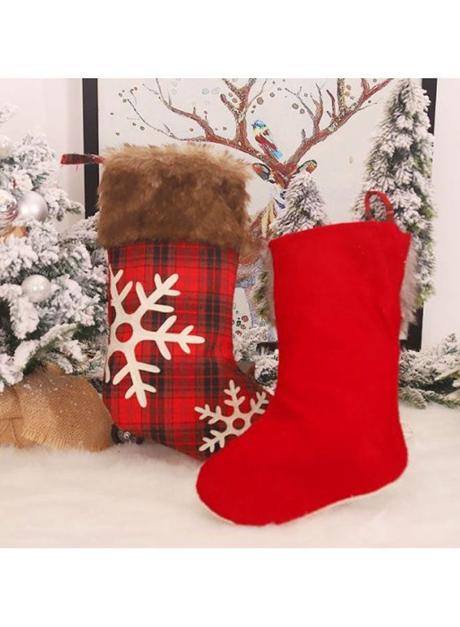 Beauenty Snowflake Christmas Stockings Red/Brown/White 48x27cm  - Image 3