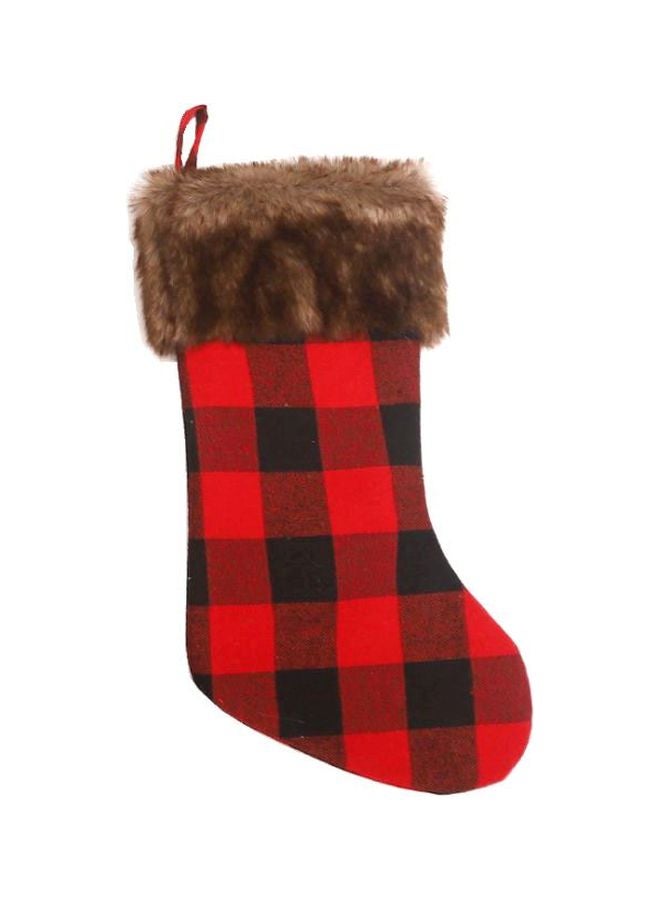 Beauenty Bag Plaid Christmas Stockings Red/Brown/White 48x27cm  - Image 1