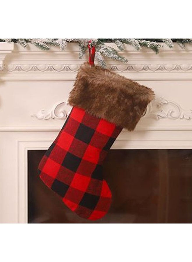 Beauenty Bag Plaid Christmas Stockings Red/Brown/White 48x27cm  - Image 2