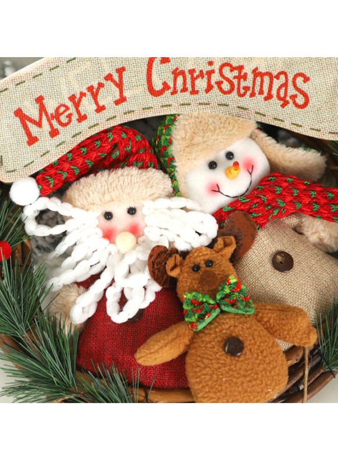 بيوينتي إكليل تزيين بتصميم رجل الثلج ومطبوع عليه عبارة "Let It Snow" أحمر/أخضر/بيج 32x32سم - Image 2